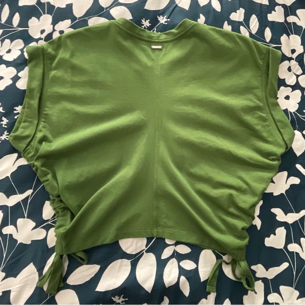 All Saints Olive Green Ruched Tie-Front Crop Top - Picture 3 of 9
